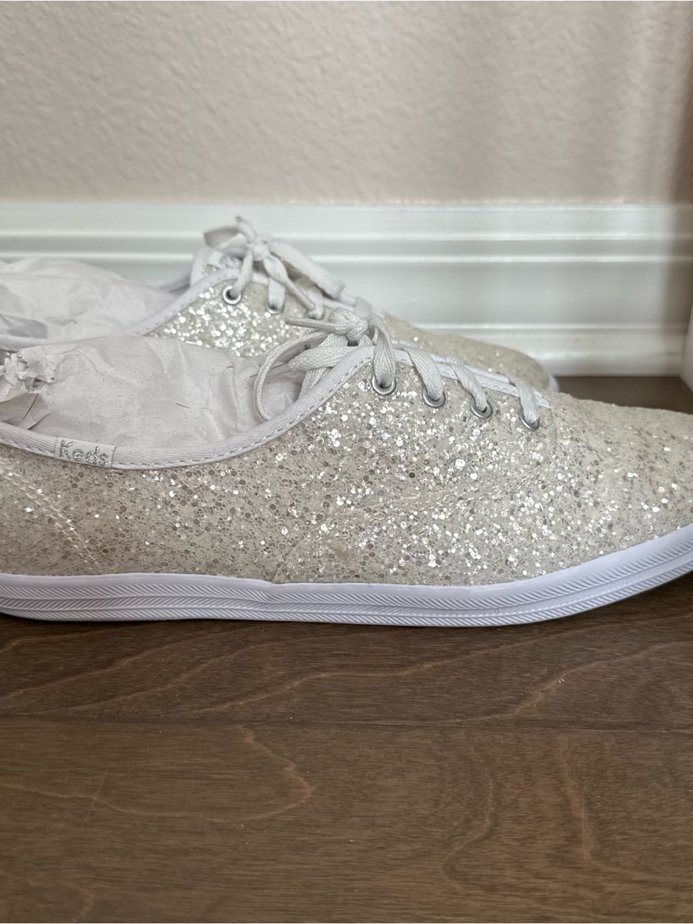 Keds Champion Glitter Celebrations Lace Up - White Glitter - Size 8.5 - Picture 6 of 8